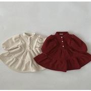 秋新作 韓国風子供服   ベビー服  ワンピース  女の子  厚手  長袖  2色