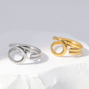 2023 ステンレスリング  太幅 幅広 指輪 ジルコニア アクセサリーファッション指輪