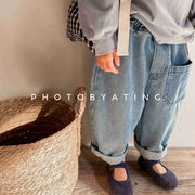 2024秋冬  韓国ファッション  レジャー  韓国風子供服  ズボン  ジーンズ  ハーレンのズボン