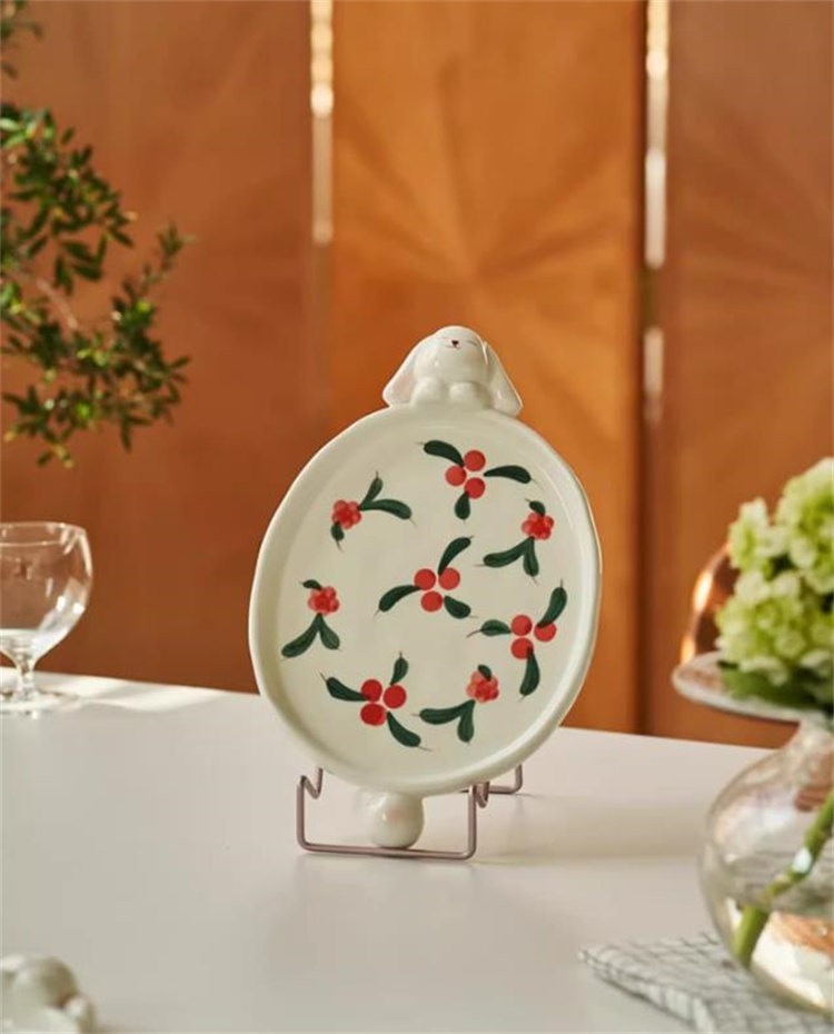 お値段以上です かわいい おやつ皿 円盤 料理皿 軽食皿 うさぎ 平皿