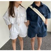 2024新品　子供服　シャツ＋ショートパンツ　セットアップ　3色　80-130ｃｍ