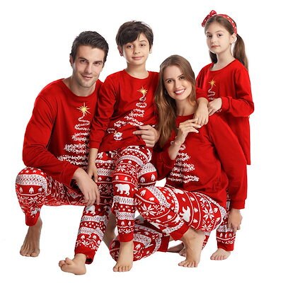 クリスマス超ペアルック寝間パジャマ部屋着可愛い親子パパママと子供ベビー兄弟姉妹ペア上下セットアップル