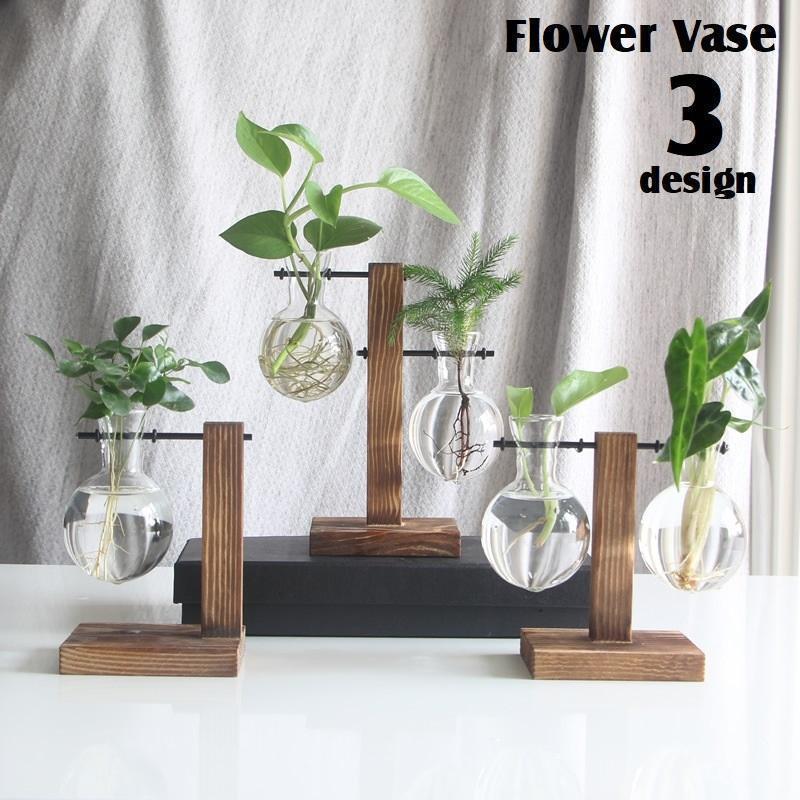 花瓶 花びん フラワーベース フラワースタンド 卓上 装飾 一輪挿し フラスコ型 ガラス クリア 透明