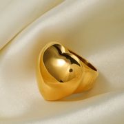 金メッキ ステンレスのリング ぽってりとしたハート型のリング レディース 指輪