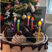INS人気新品  アイデア ロウソク 色つきの炎 置物 ケーキ飾り 誕生日札 誕生日ケーキ 撮影道具 6本入り
