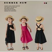 2024夏新作  韓国風子供服 女の子   ベビー服  袖なし  ワンピース  カジュアル   2色
