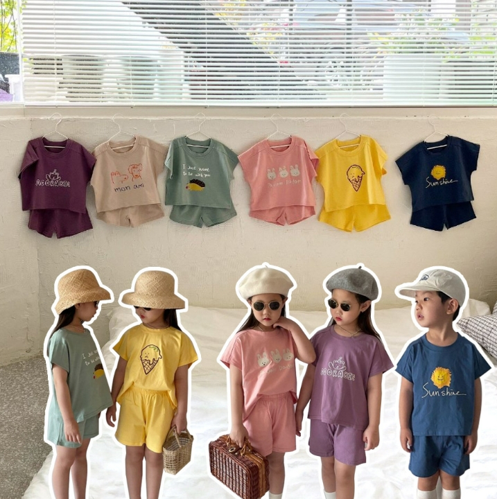 2024夏新作  韓国風子供服  ベビー服   2点セット  Tシャツ+ショートパンツ  5色