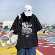 2022春夏新作 メンズ 男 カジュアル 半袖 プリント ポロシャツ トップス Tシャツ インナー M-2XL
