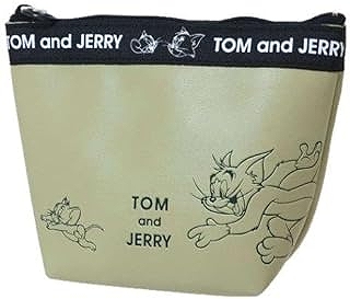 【SALE50】□【即納】【ロット1】トムとジェリー ロゴテープ 舟形ポーチ カーキ トムとジェリー