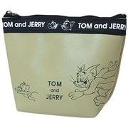 【SALE50】□【即納】【ロット1】トムとジェリー ロゴテープ 舟形ポーチ カーキ トムとジェリー
