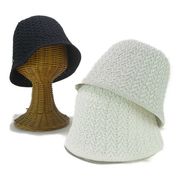 　柄編みコットンポリサーモクローシュハット　ヤング帽子