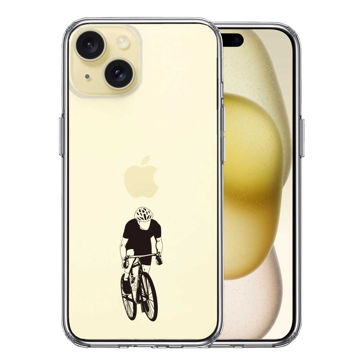 iPhone15 側面ソフト 背面ハード ハイブリッド クリア ケース スポーツサイクリング　男子1