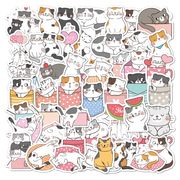 50枚入 かわいい  猫  ネコ ステッカー 手帳ステッカー DIY 手作り 防水  装飾用  シール