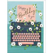 グリーティングカード 誕生日「花のタイプライター」 メッセージカード バースデーカード イラスト