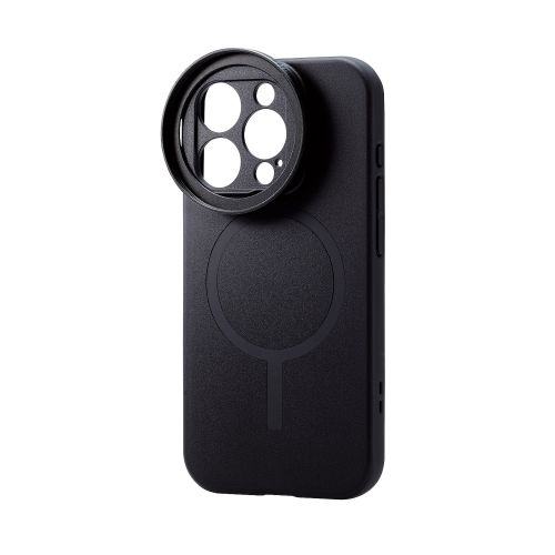 エレコム iPhone 15 Pro ハードケース カメラフィルター対応 ポケット付 ブラ