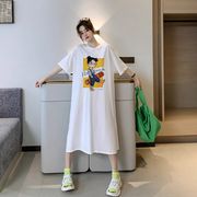【予約222710】大きいサイズ春夏新作 韓国 レディース ファッション  Tシャツ ワンピース  LL-4L