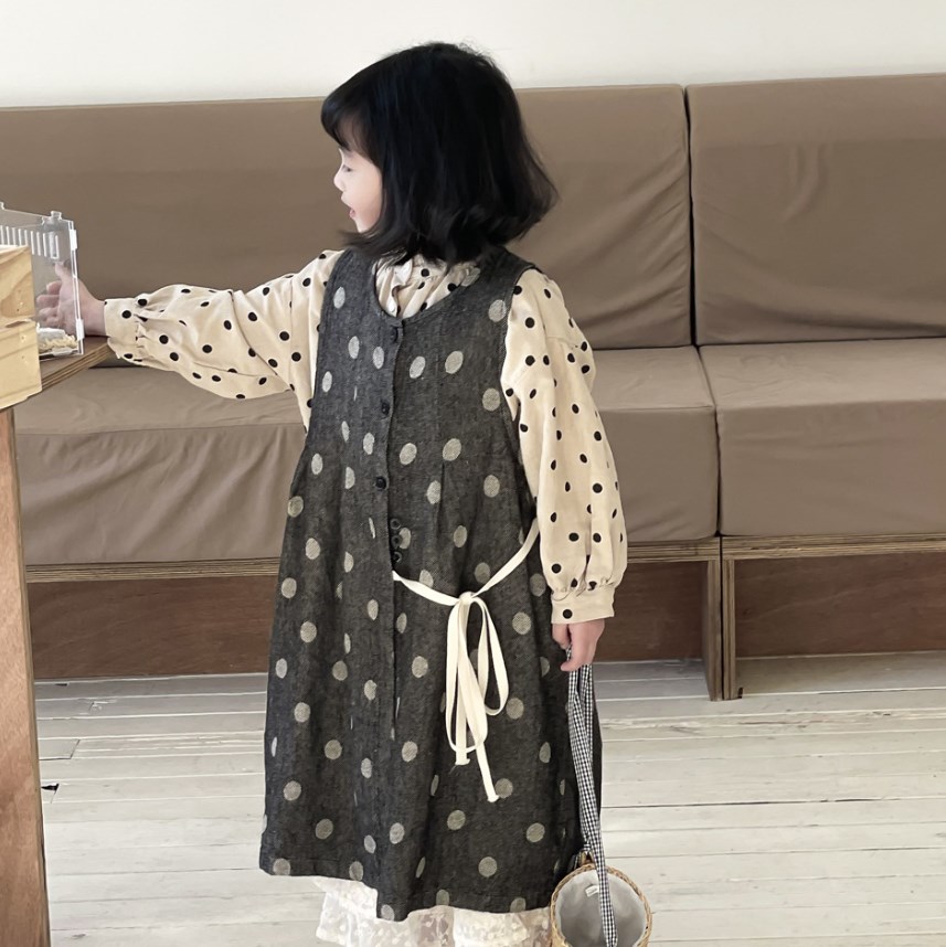 韓国風子供服    キッズ服    ワンピース    赤ちゃん    ドットスカート