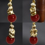 干支ストラップ 申（さる） カーネリアン◆10mm玉◆