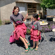 2024新作 韓国子供服  親子 女の子半袖トップス+スカート2点セット 分けて販売  90-140cm