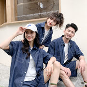 2024新作 韓国子供服  親子  男女兼用  デニムシャツ2点セット80-140cm