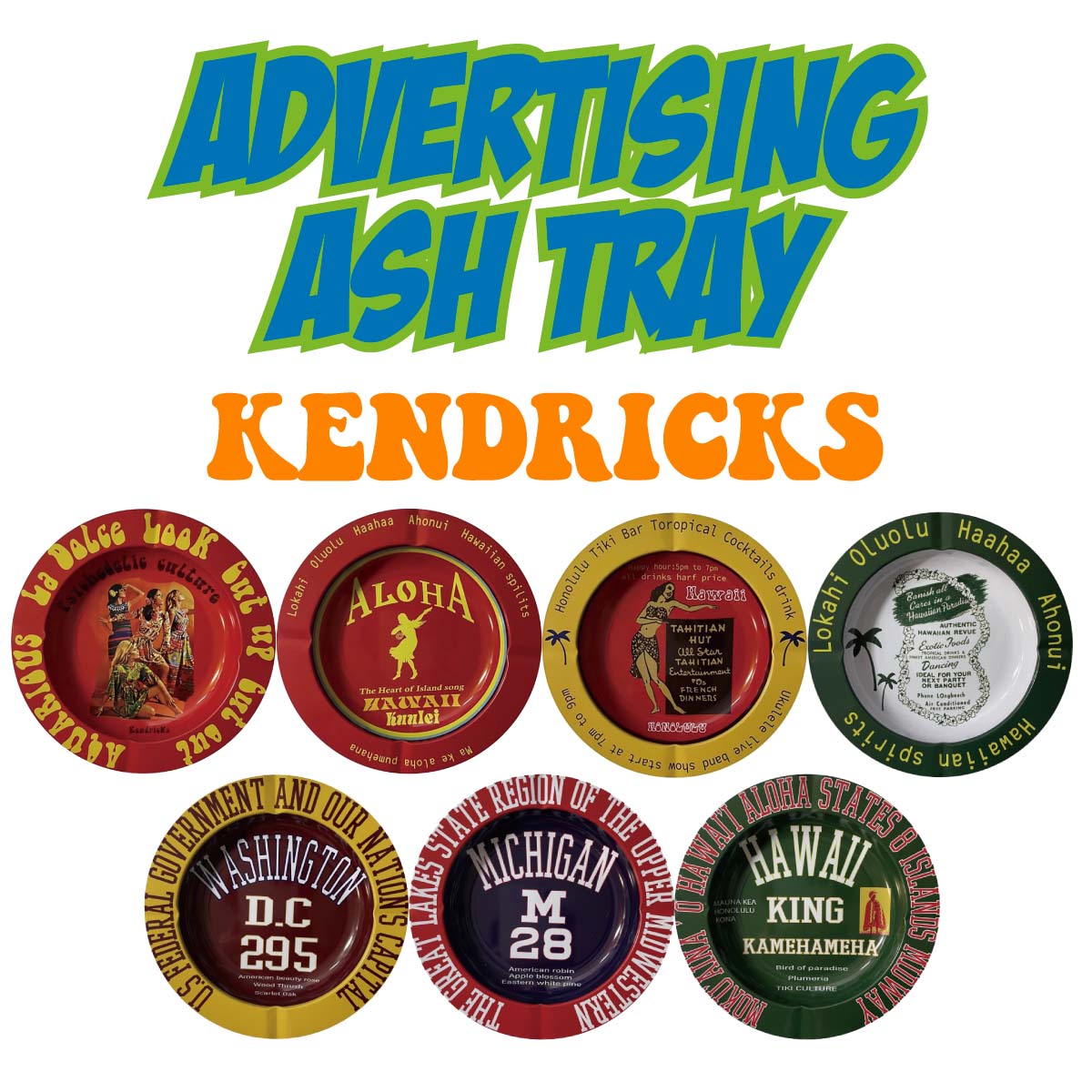 【70's レトロヴィンテージ】【カラフルポップアート】Advertising Ash Tray 灰皿 KENDRICKS