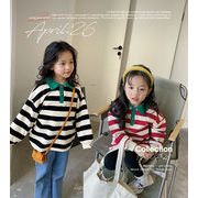 2024年秋冬の新しい女の子の服、韓国風子供服、プルオーバー、ストライプ ロングスリーブ シャツ