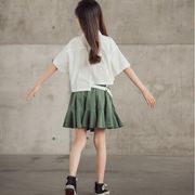 韓国子供服 セットアップ 夏服 お洒落 キッズ 制服 上下セット 半袖 シャツ+スカート 2点セット 女の子