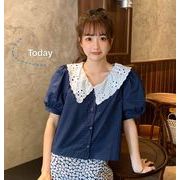 春夏新作 トップス 女 レディース 半袖 パフスリーブ シャツ ブラウス インナー カーディガン 2色