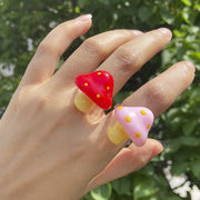 2色 可愛い きのこリング 樹脂キノコ 指輪 レディースリング ファッションアクセサリー
