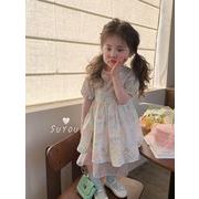 2024夏新作  ベビー服 韓国風子供服  女の子 半袖 ワンピース   90cm-130cm