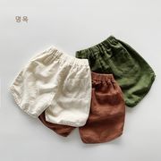 男の子 女の子 綿麻ショートパンツ 夏子供服 薄手 韓国風 無地カジュアルパンツ
