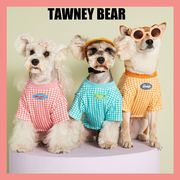 ペットの服、夏の薄い犬の服、キャンディー色の格子縞のTシャツ、テディ、シュナウザー、猫、小型犬の服