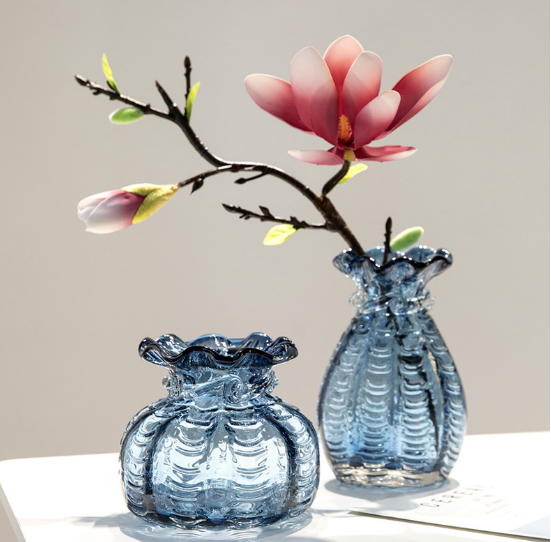 福袋のような形でおしゃれ ガラス花瓶 おしゃれ 北欧 フラワーベース   かわいい 花器 ガラス瓶