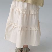 子供服　90~150cm　キッズロングスカート　フリルスカート　親子ペア　韓国キッズ服