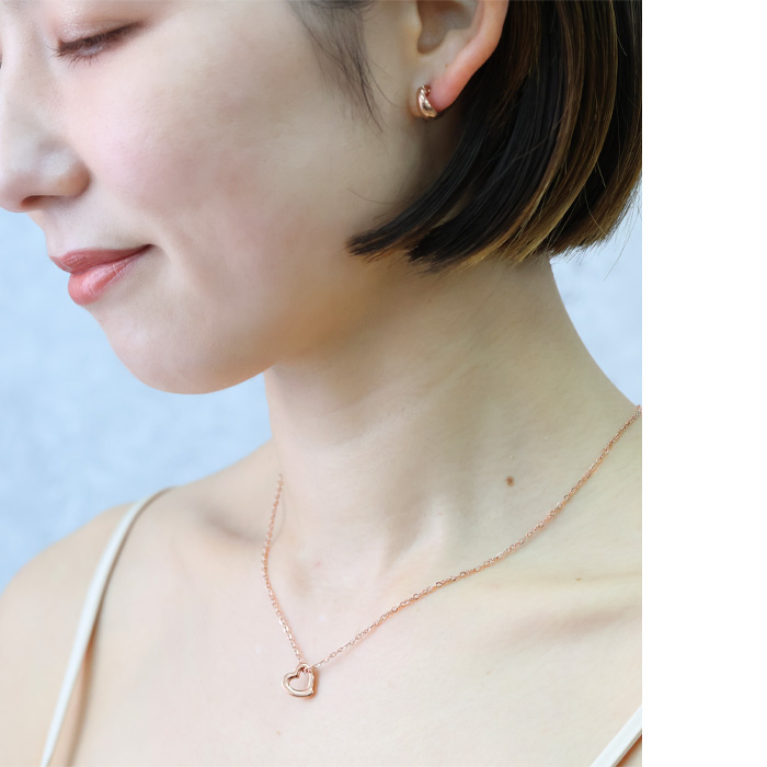 ステンレス ネックレス ハート ミニ あずきチェーン シルバー ゴールド 