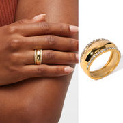 新作 欧米 Instagram 人気ファッションレディース かわいい ジルコニア 太いリング ステンレス鋼の指輪