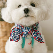 韓国のペットスカーフ猫犬ストロベリーアップルプリントボウシルクスカーフスカーフスモールフローラル
