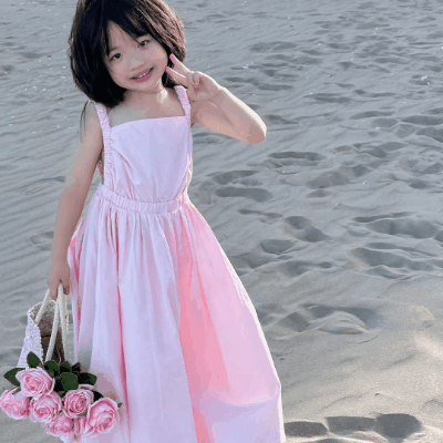 春夏 韓国風子供服 ガール シフトドレス ノースリープ マキシスカート ワンピース ワンピ 7-15