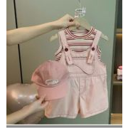 2024新作 韓国風  ベビー服  子供服 女の子  袖なし  トップス+キャミソールパンツ2点セット 80-140cm