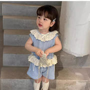 2024新作 韓国風  ベビー服  子供服  女の子 袖なしトップス+ショートズボン  分けて販売  80-130cm