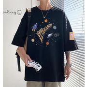 2022春夏新作 メンズ 男 カジュアル 半袖 丸首 プリント トップス Tシャツ インナー 3色 M-5XL