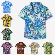 10色  ボーイズ  半袖  ハワイ  シャツ  やわらかい  ココヤシ柄  小中児童  カジュアル半袖  沖縄  旅行