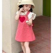 【2点セット】可愛い 韓国版 2024夏新作  ベビー服  韓国風子供服 半袖 INS 上着+スカート 80-130