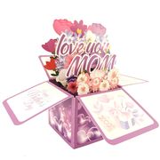 立体 母の日カード LOVE YOU MOM グリーティングカード  ママの誕生日プレゼント メッセージカード付き