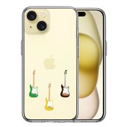 iPhone 15 Plus 側面ソフト 背面ハード ハイブリッド クリア ケース カラフル ギター