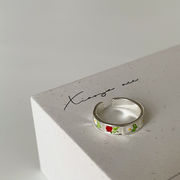 指輪　リング　レディース　INS　韓国ファッション　デザイン　金属風　花