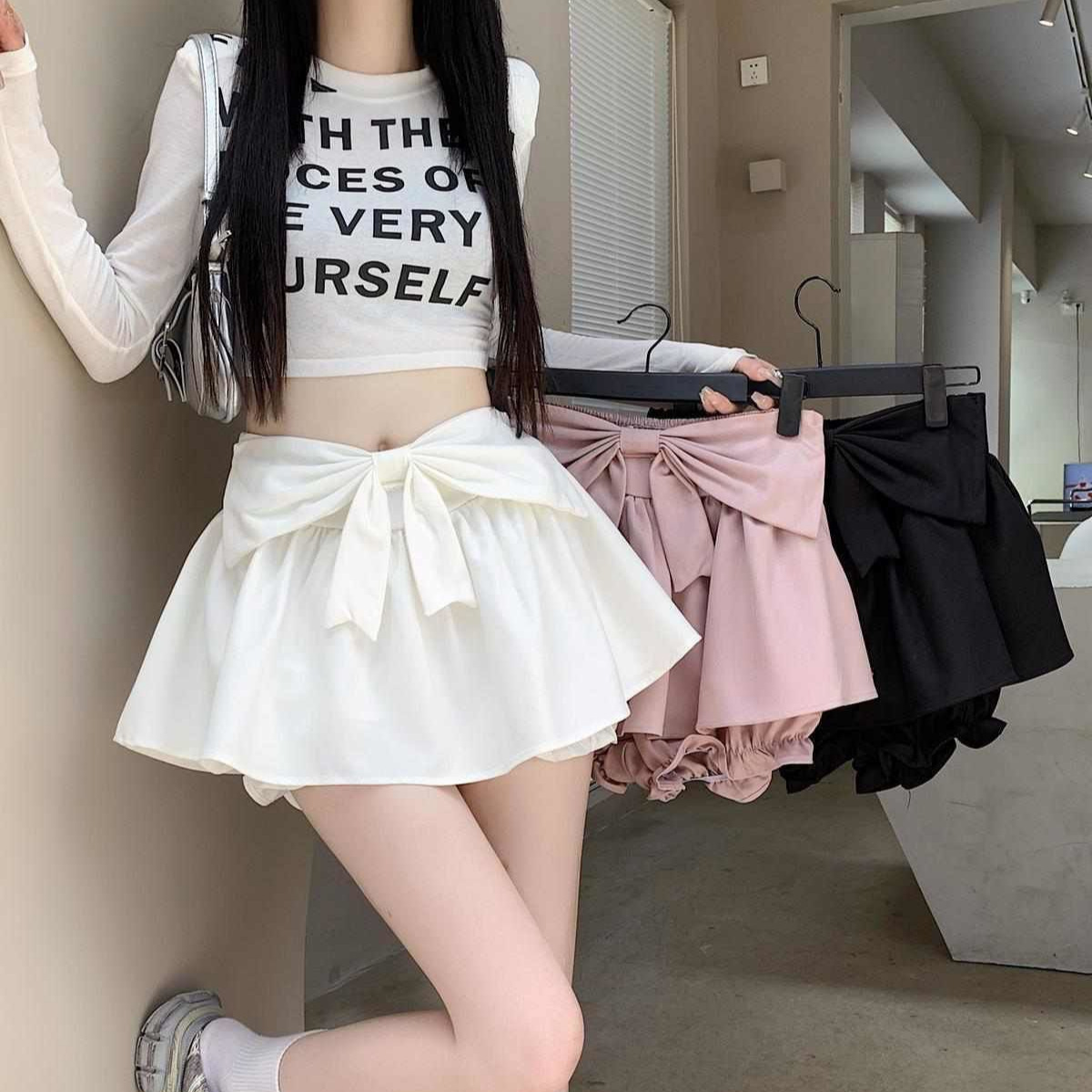 ガーリー ティアードミニスカート ハイウェストキュロット 韓国