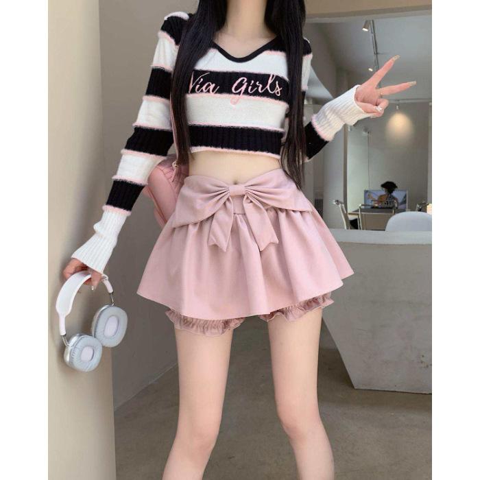 ガーリー ティアードミニスカート ハイウェストキュロット 韓国