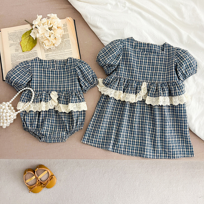 2024夏新作　子供服　姉妹　お揃い　選べる2タイプ　レース　ロンパース　ワンピース　可愛い　おしゃれ