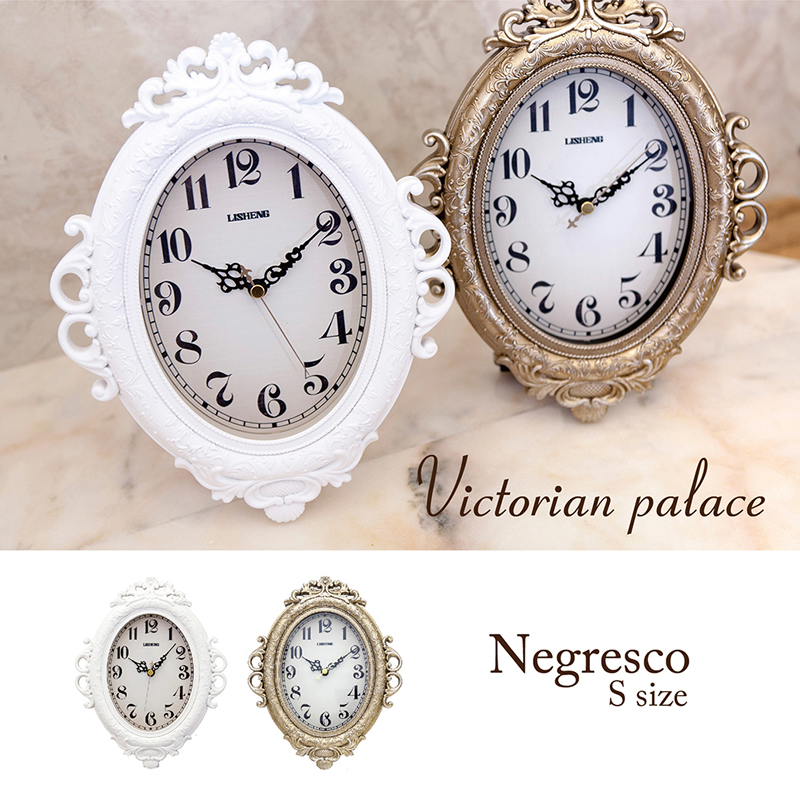 【無音連続秒針付】ビクトリアンパレス テーブルクロック（ ネグレスコ S）★